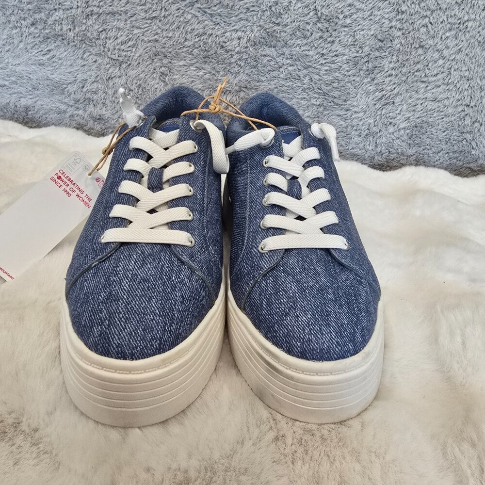 Roxy Shelilahh 2.0 Platform Sneakers Women's Sizes Blue Denim Like Upper NEW - Picture 6 of 8